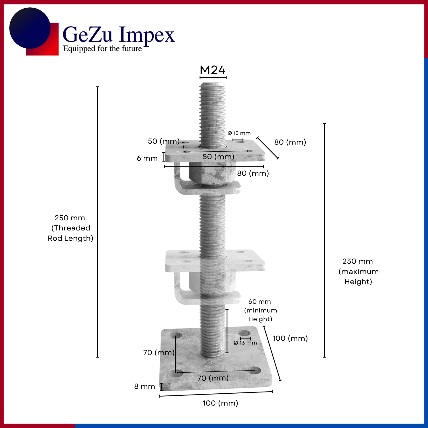 80 x 80 mm | 60-230 mm / Zinc Flake