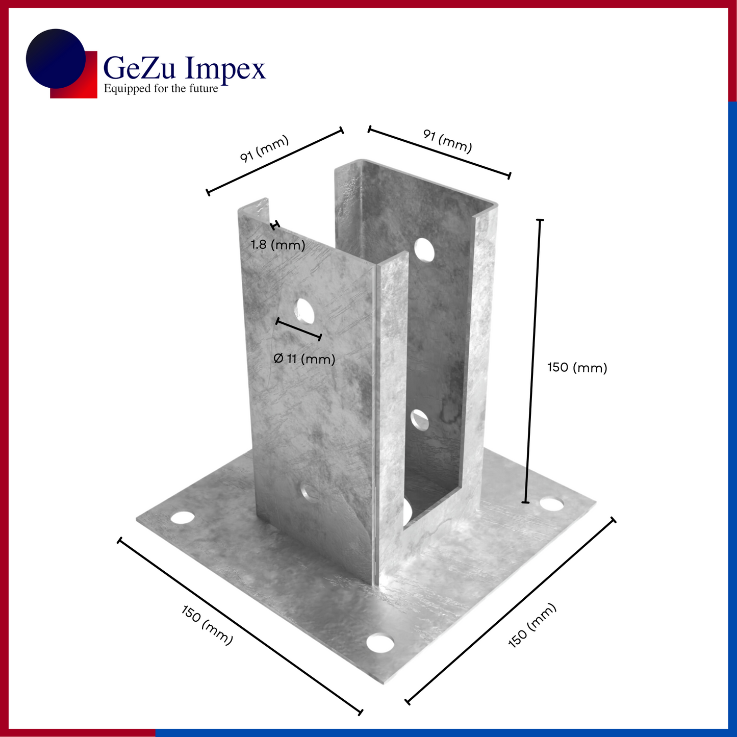 Base di supporto per palo quadrato