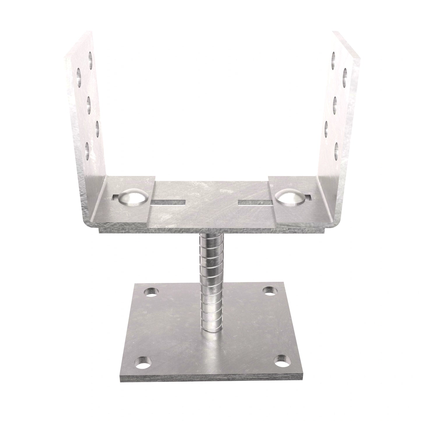 Supporto per Palo a U con Larghezza Regolabile con Piastra 100x100mm Zincato Elettroliticamente