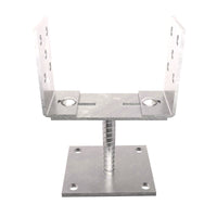 Supporto per Palo a U con Larghezza Regolabile con Piastra 100x100mm Zincato Elettroliticamente
