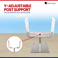 Supporto per Palo a U con Larghezza Regolabile con Piastra 100x100mm Zincato Elettroliticamente
